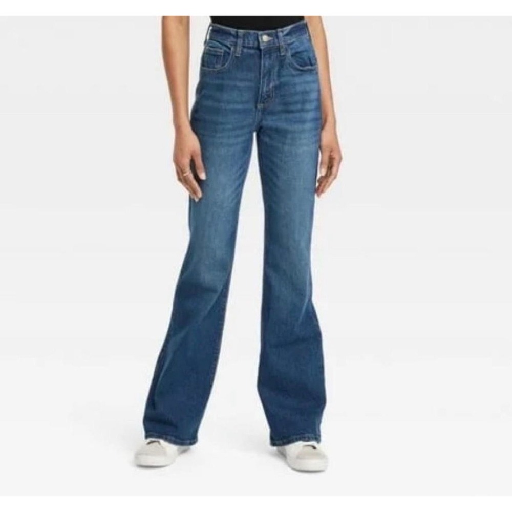 Universal Thread Flare Jeans Women 00 Blue High Rise Comfort Stretch Denim Boho